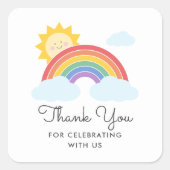 Rainbow Sunshine Favoriet Dank u Vierkante Sticker (Voorkant)