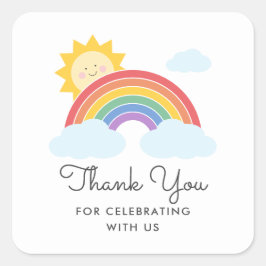 Rainbow Sunshine Favoriet Dank u Vierkante Sticker