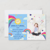 Rainbow Sunshine Fun Birthday Invitation Kaart (Voorkant)