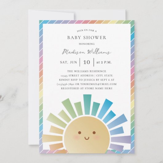 Rainbow Sunshine Genderneutraal Baby shower Kaart (Voorkant)