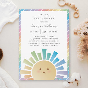 Rainbow Sunshine Genderneutraal Baby shower Kaart