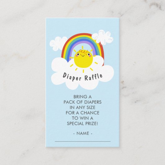 Rainbow Sunshine Luier Raffle Ticket Informatiekaartje (Voorkant)