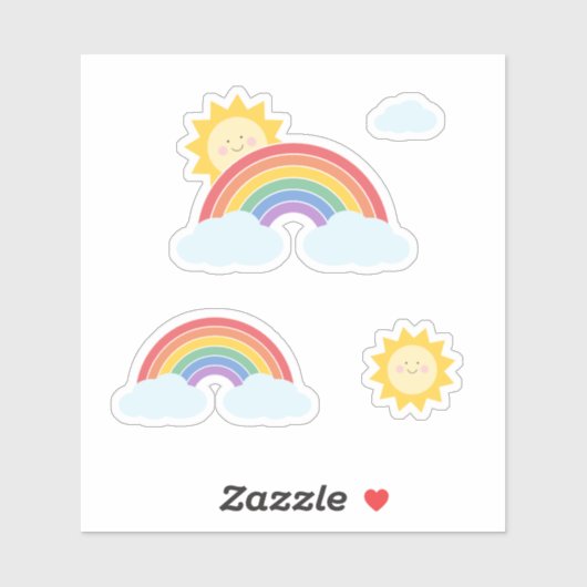 Rainbow Sunshine op maat gesneden vinyl Sticker (Vel)