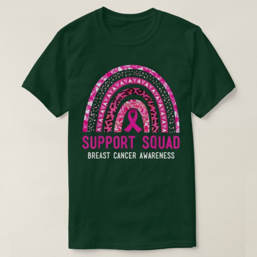 Rainbow Support Squad Breast Cancer Awareness Roze T-shirt (Design voorkant)