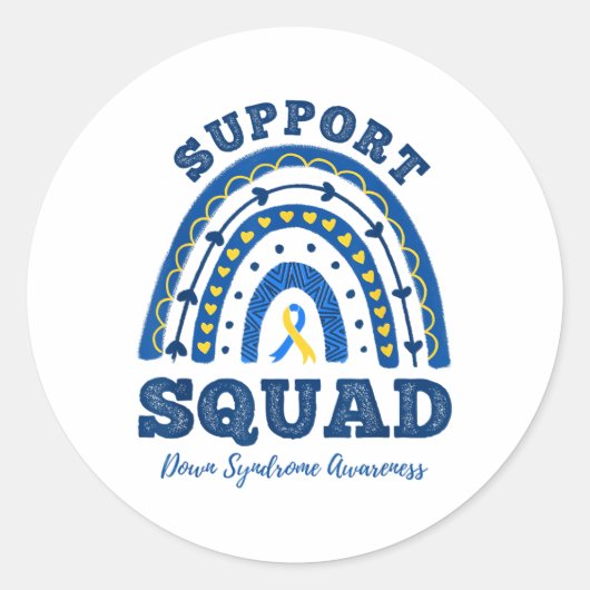 Rainbow Support Squad Down Syndrome Awareness Ronde Sticker (Voorkant)