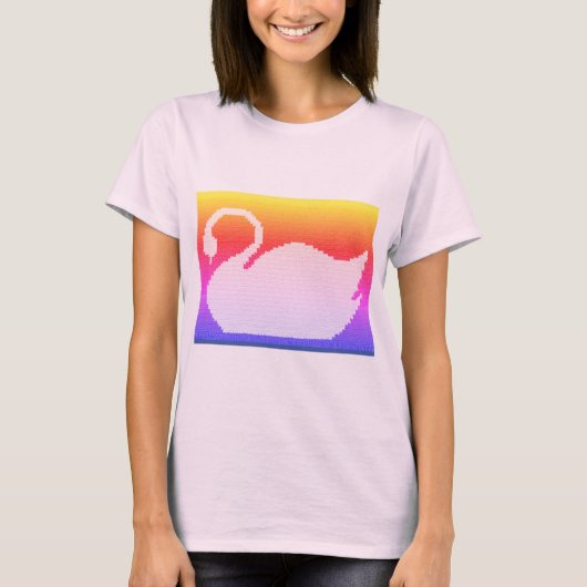 Rainbow Swan Artisan Designer Crochet Print T-shirt (Voorkant)