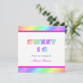 Rainbow Sweet 16 Party Invitation Kaart (Staand voorkant)