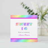 Rainbow Sweet 16 Party Invitation Kaart (Staand voorkant)