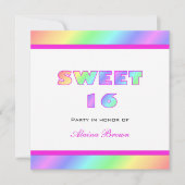 Rainbow Sweet 16 Party Invitation Kaart (Voorkant)