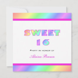 Rainbow Sweet 16 Party Invitation Kaart