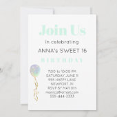 ~* Rainbow Sweet 16 PHOTO Balloon AP29 Verjaardag Kaart (Achterkant)