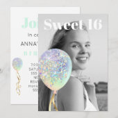 ~* Rainbow Sweet 16 PHOTO Balloon AP29 Verjaardag Kaart (Voorkant / Achterkant)