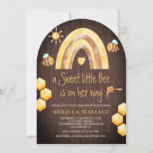 Rainbow Sweet Little Bee Arch Wood Baby shower Kaart (Voorkant)