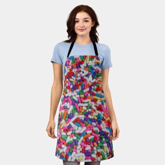 Rainbow Sweet Snoep Sprinkles Apron Schort (Gedragen)