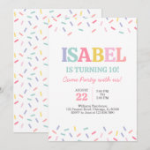 Rainbow Sweets Sprinkles Verjaardag Kaart (Voorkant / Achterkant)