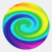 Rainbow Swirl Abstract Art Design Ronde Sticker (Voorkant)