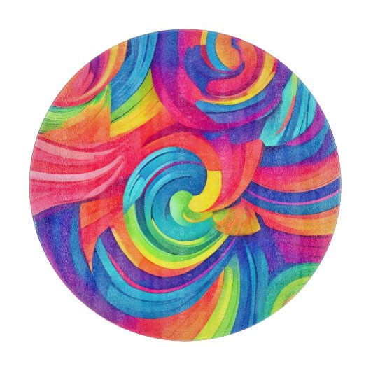 Rainbow Swirl Chaos Design Snijplank (Voorkant)