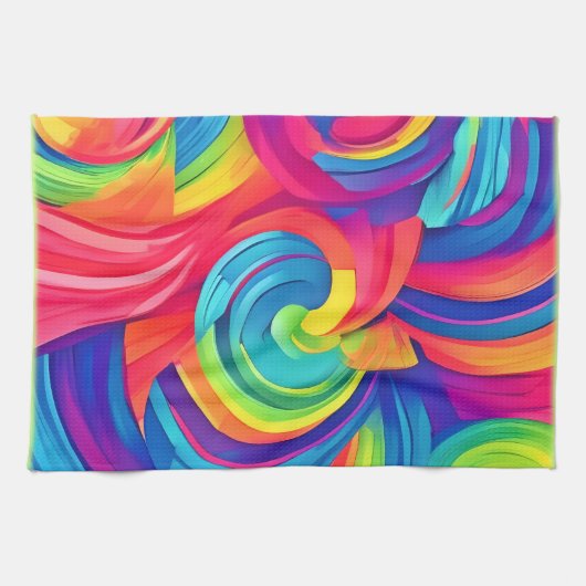 Rainbow Swirl Chaos Design Theedoek (Horizontaal)