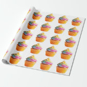 Rainbow Swirl Cupcake with Colorful Wrapper Cadeaupapier (Uitgerold)