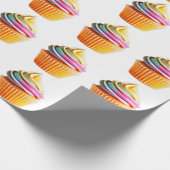Rainbow Swirl Cupcake with Colorful Wrapper Cadeaupapier (Hoek)