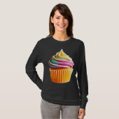 Rainbow Swirl Cupcake with Colorful Wrapper T-shirt (Voorkant volledig)
