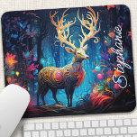 Rainbow Swirl Forest Herten gepersonaliseerd Muismat<br><div class="desc">Transformeer uw werkruimte in een magisch rijk met deze gepersonaliseerde muismat met een majestueus hert versierd met wervelende regenboogkleuren, geplaatst in een betoverend bos. Het levendige design en de mystieke sfeer creëer is een boeiende scene, inspirerende creativiteit en verwondering. Maak het echt van jou door jouw naam of een speciaal...</div>
