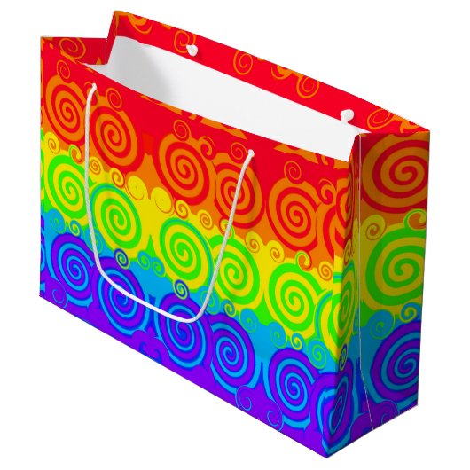 Rainbow Swirl Gift Bag Groot Cadeauzakje (Voorkant Gekanteld)