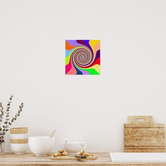 Rainbow swirl Groovy psychedelic pop art poster (Keuken)
