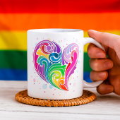 Rainbow Swirl Heart Koffiemok