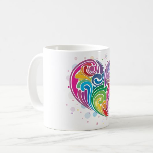 Rainbow Swirl Heart Koffiemok (Voorkant links)