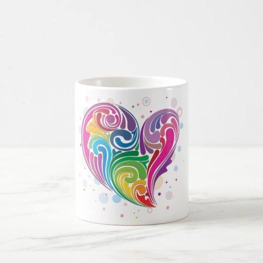 Rainbow Swirl Heart Koffiemok (Center)