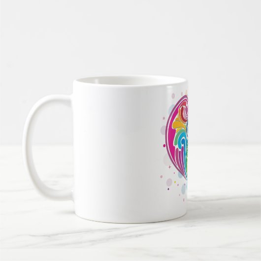 Rainbow Swirl Heart Koffiemok (Links)