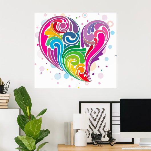 Rainbow Swirl Heart Poster