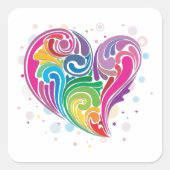 Rainbow Swirl Heart Vierkante Sticker (Voorkant)