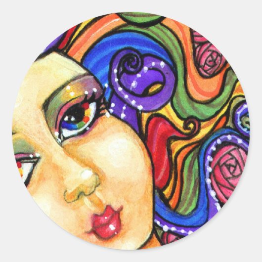 Rainbow Swirl Meisjes Rainbow Sticker Sheet (Voorkant)