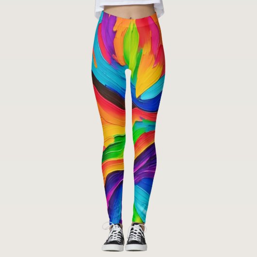Rainbow Swirl Painting Leggings (Voorkant)