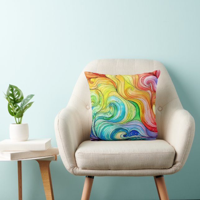 Rainbow Swirl Pattern Kussen (Stoel)