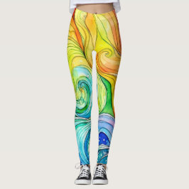 Rainbow Swirl Pattern Leggings