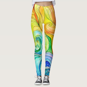 Rainbow Swirl Pattern Leggings