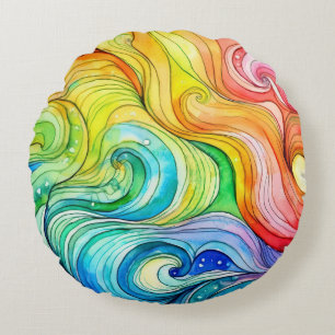 Rainbow Swirl Pattern Rond Kussen