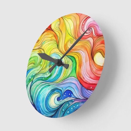 Rainbow Swirl Pattern Ronde Klok (Hoek)