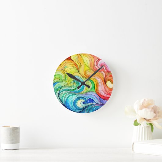 Rainbow Swirl Pattern Ronde Klok (Huis)
