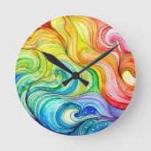 Rainbow Swirl Pattern Ronde Klok (Voorkant)