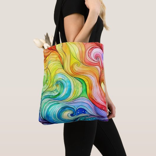 Rainbow Swirl Pattern Tote Bag (Dichtbij)