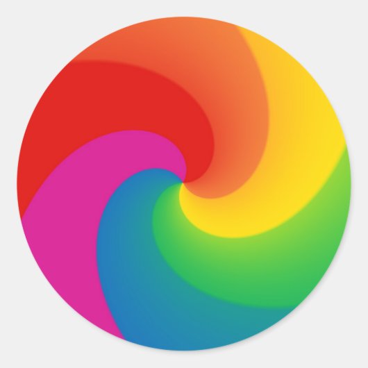 Rainbow Swirl Ronde Sticker (Voorkant)