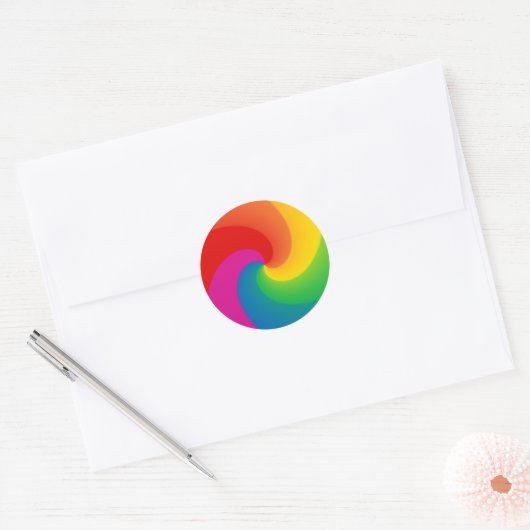 Rainbow Swirl Ronde Sticker (Envelop)