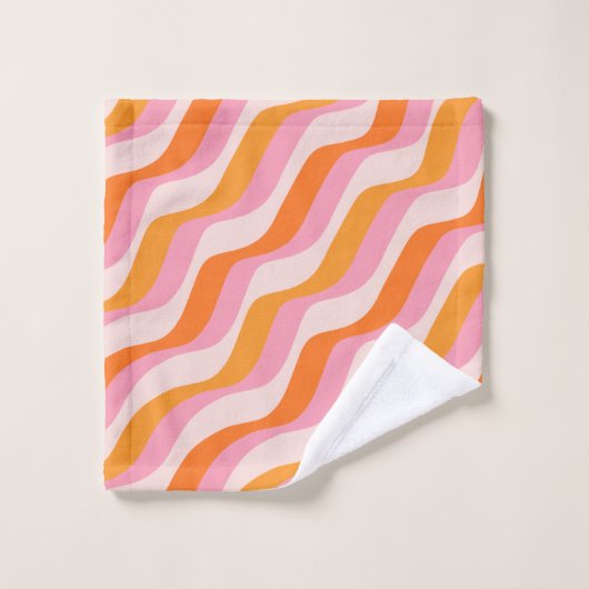 Rainbow Swirl Roze Oranje Abstract Retro Sunshine Bad Handdoek (Wasdoekje)