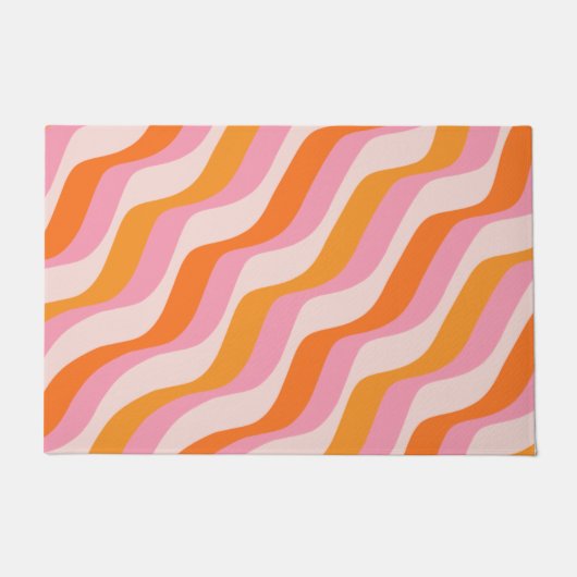 Rainbow Swirl Roze Oranje Abstract Retro Sunshine Deurmat (Voorkant)