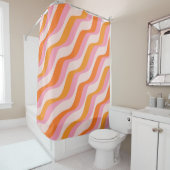 Rainbow Swirl Roze Oranje Abstract Retro Sunshine Douchegordijn (In situ)