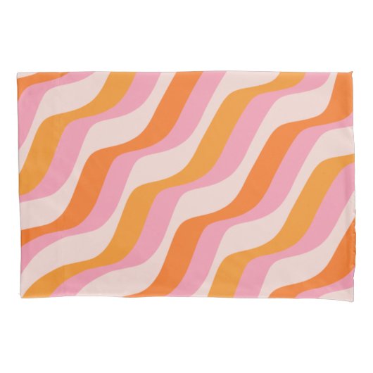 Rainbow Swirl Roze Oranje Abstract Retro Sunshine Kussensloop (Voorkant)